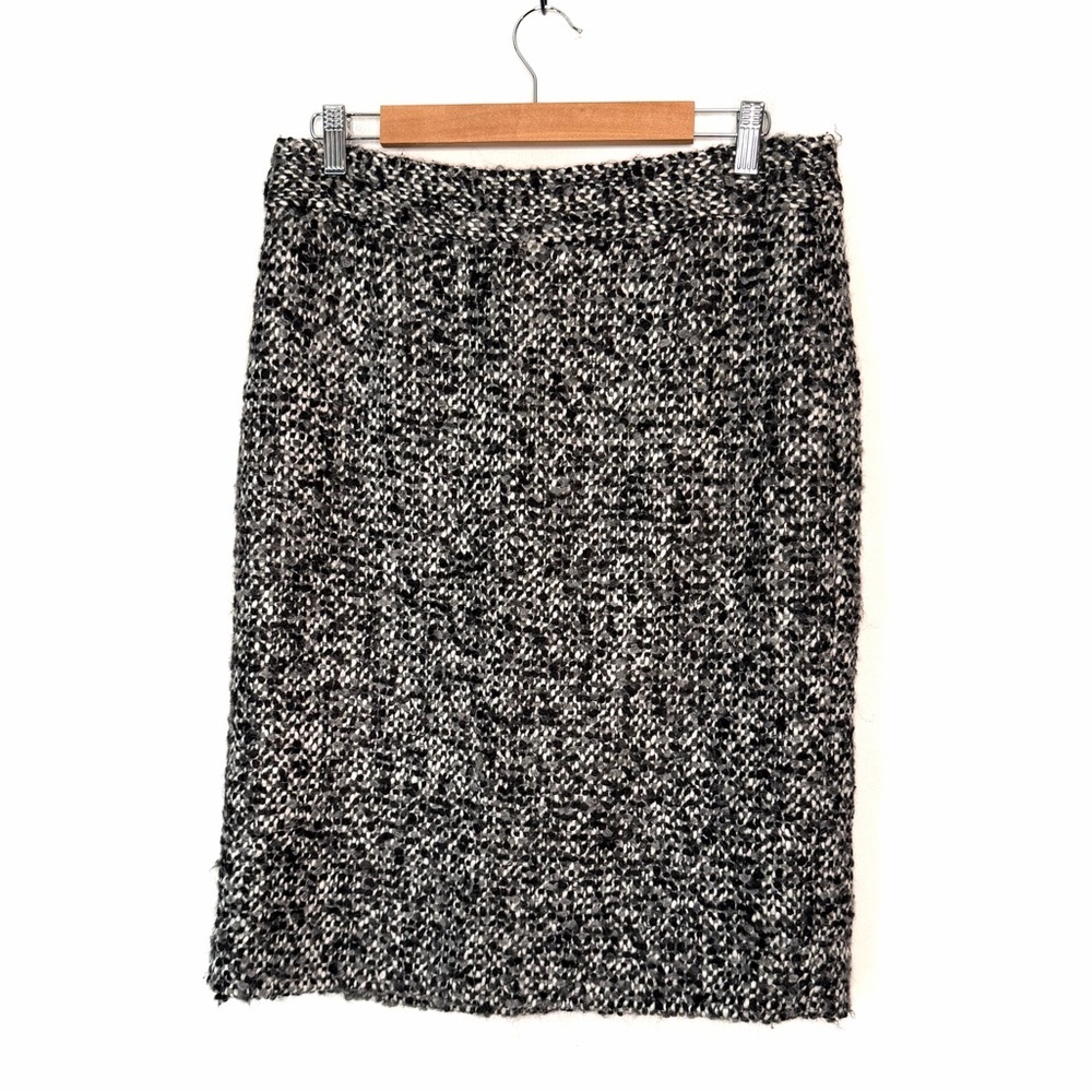 J. Crew Black White and Gray Tweed Pencil Skirt Size 10